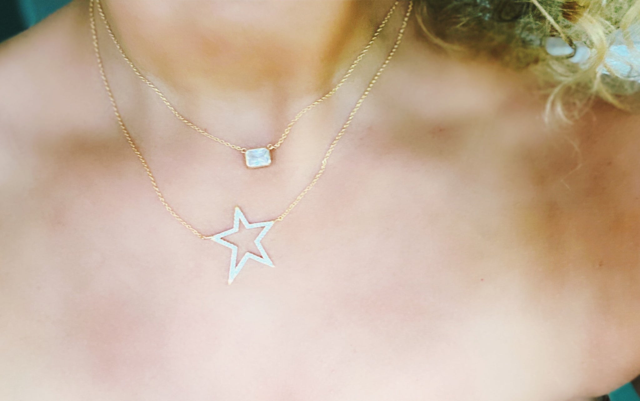 22K Gold and silver necklace, Big Star